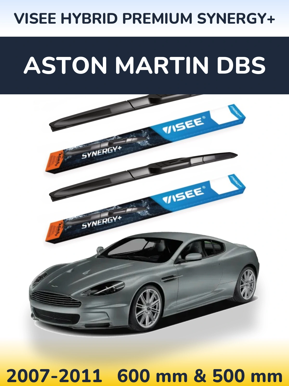 Комплект передних дворников VISEE HYBRID PREMIUM SYNERGY+ 600 & 500 мм для Aston Martin DBS 2007-2011