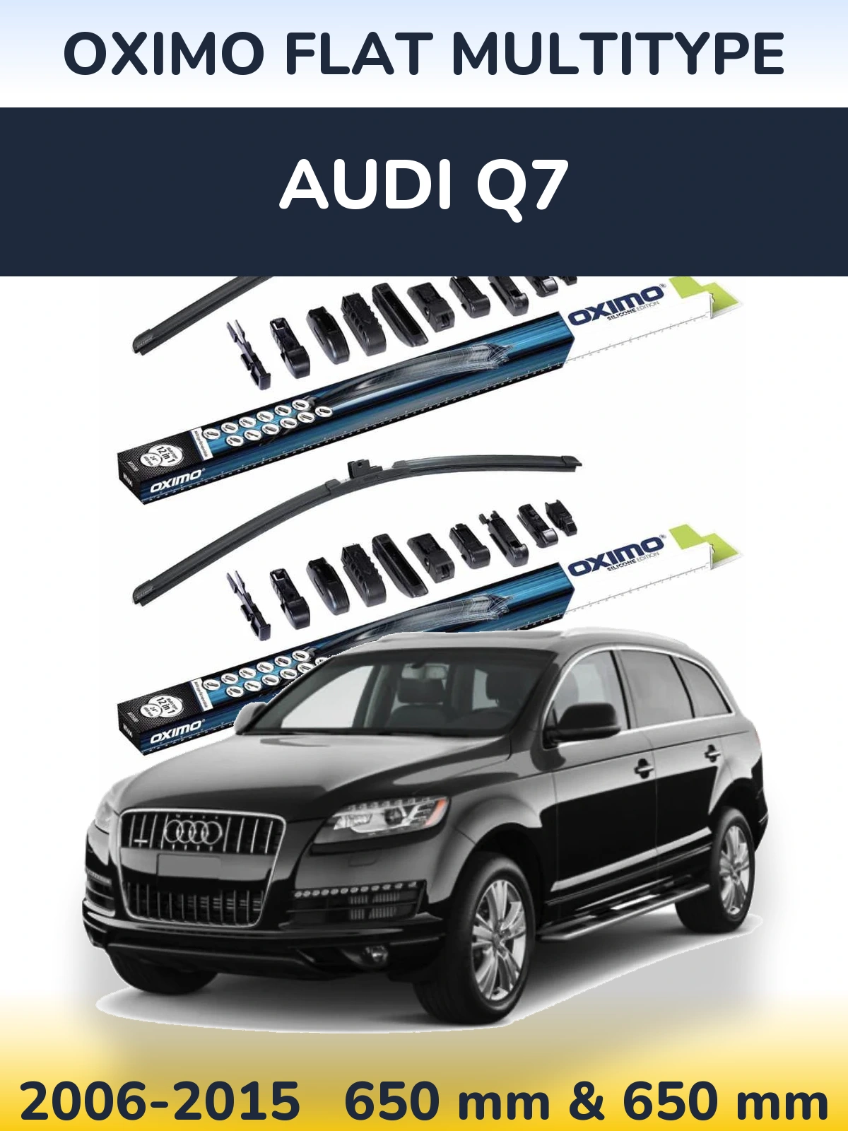 Комплект передних дворников Oximo Flat MultiТипe 650 & 650 мм для Audi Q7 2006-2015
