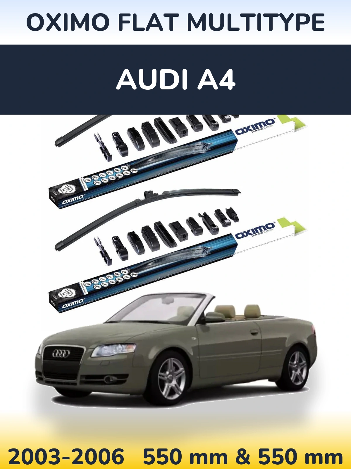 Комплект передних дворников Oximo Flat MultiТипe 550 & 550 мм для Audi A4 2003-2006