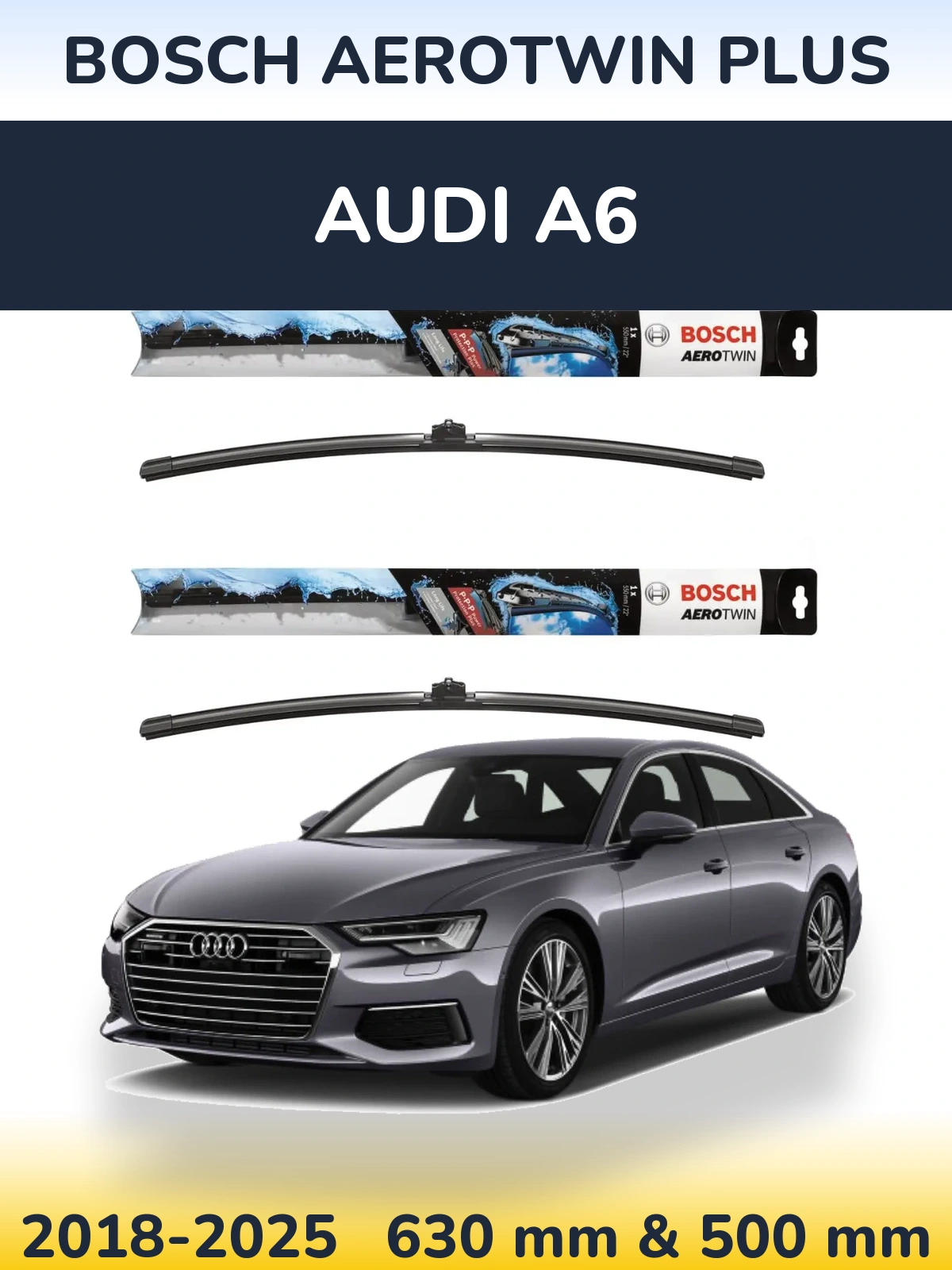 Комплект передних дворников BOSCH AeroTwin Plus 600 & 500 мм для Audi A6 2018-2025