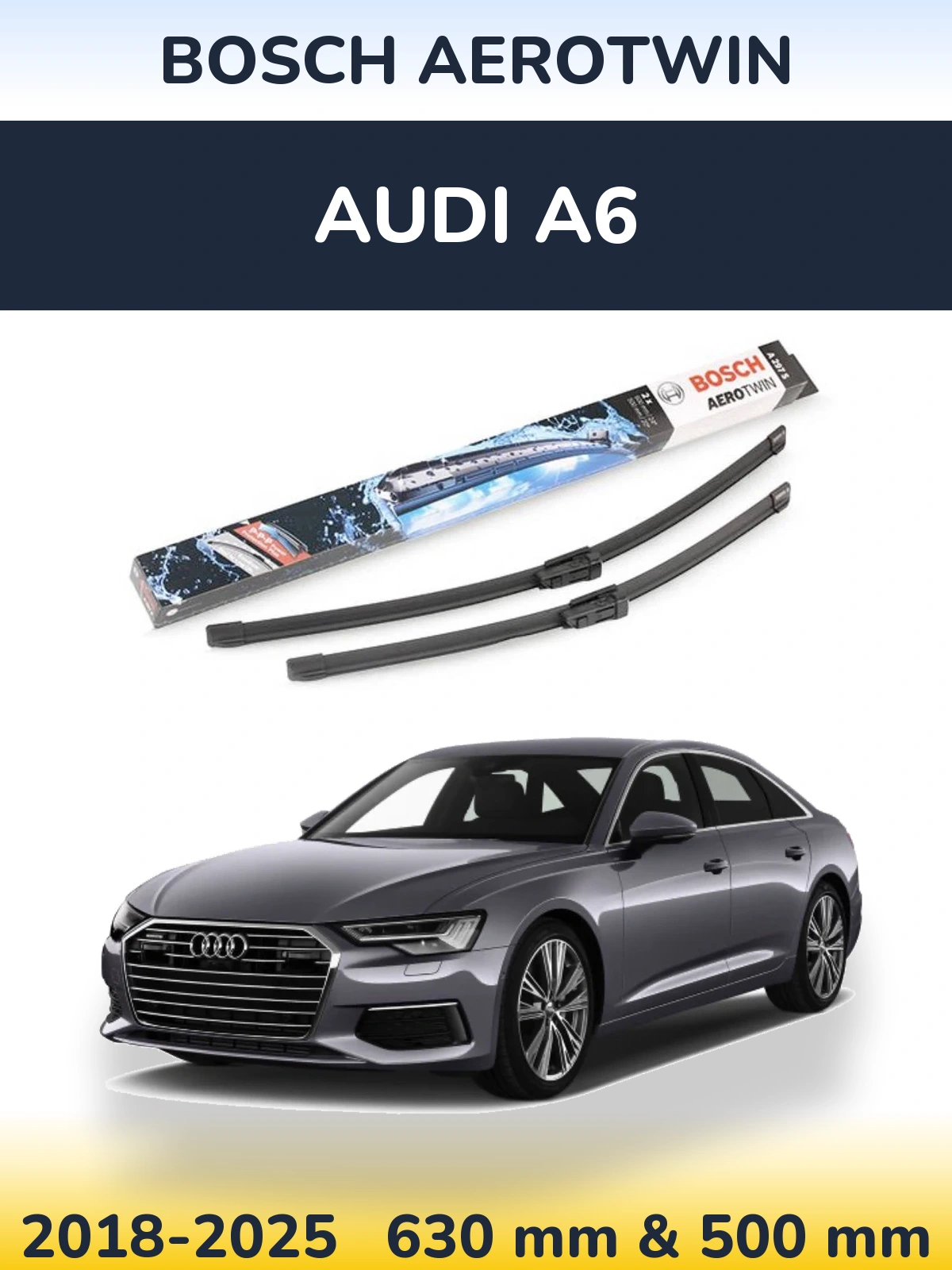 Комплект передних дворников BOSCH AeroTwin 600 & 500 мм для Audi A6 2018-2025