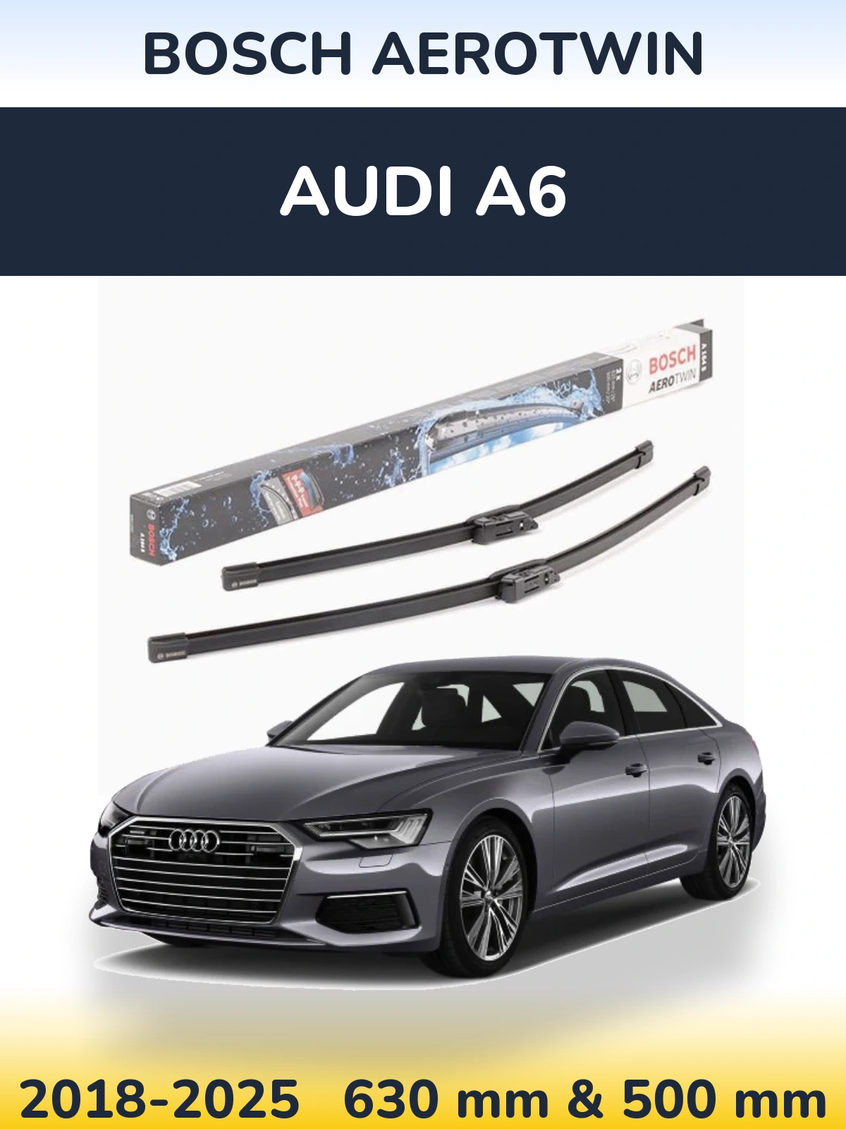 Комплект передних дворников BOSCH AeroTwin 630 & 500 мм для Audi A6 2018-2025