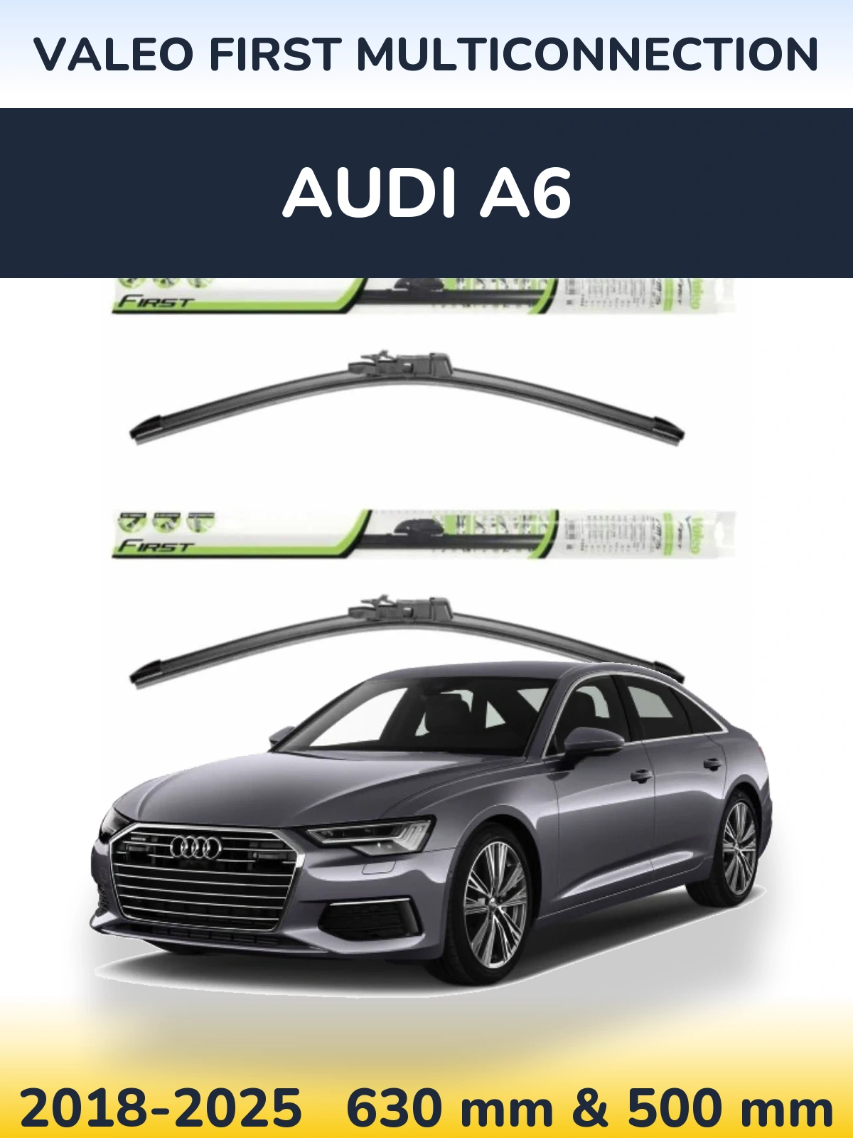 Комплект передних дворников Valeo First MultiConnection 600 & 500 мм для Audi A6 2018-2025