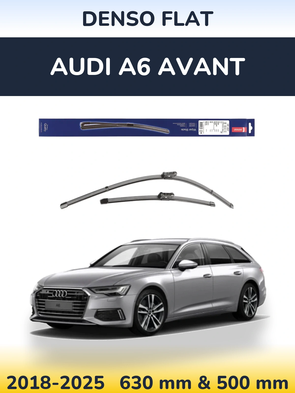 Front wiper blade set Denso Flat 600 & 500 mm for Audi A6 Avant 2018-2025