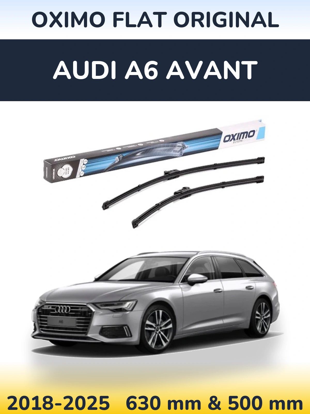 Front wiper blade set Oximo Flat Original 600 & 500 mm for Audi A6 Avant 2018-2025