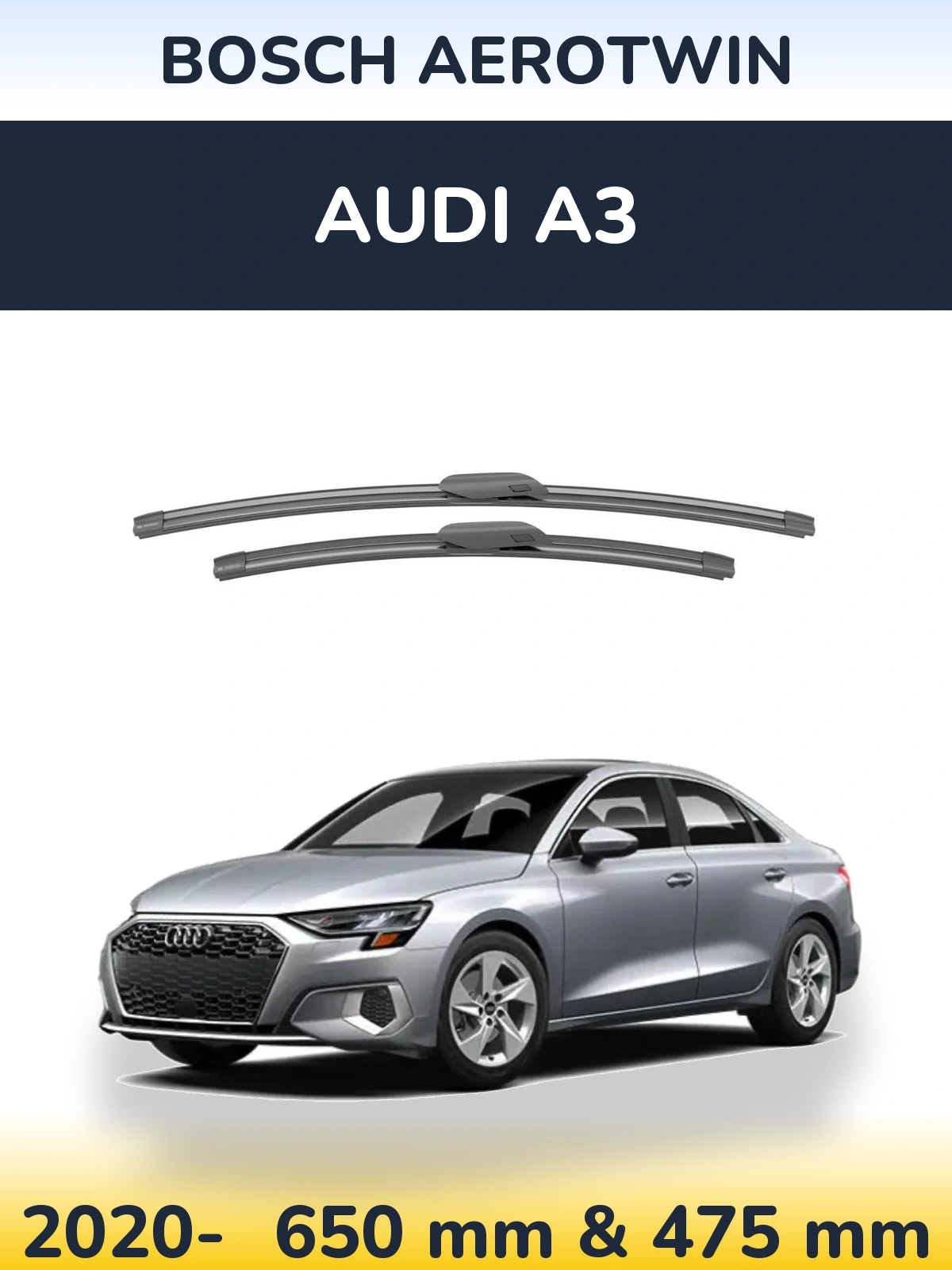 Front wiper blade set BOSCH AeroTwin 650 & 475 mm for Audi A3 2020-2026