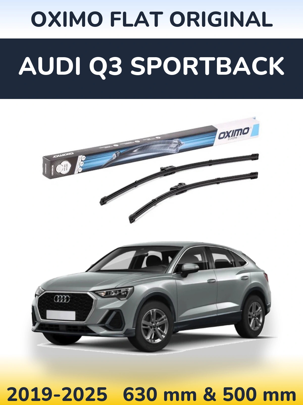 Front wiper blade set Oximo Flat Original 600 & 500 mm for Audi Q3 Sportback 2019-2025