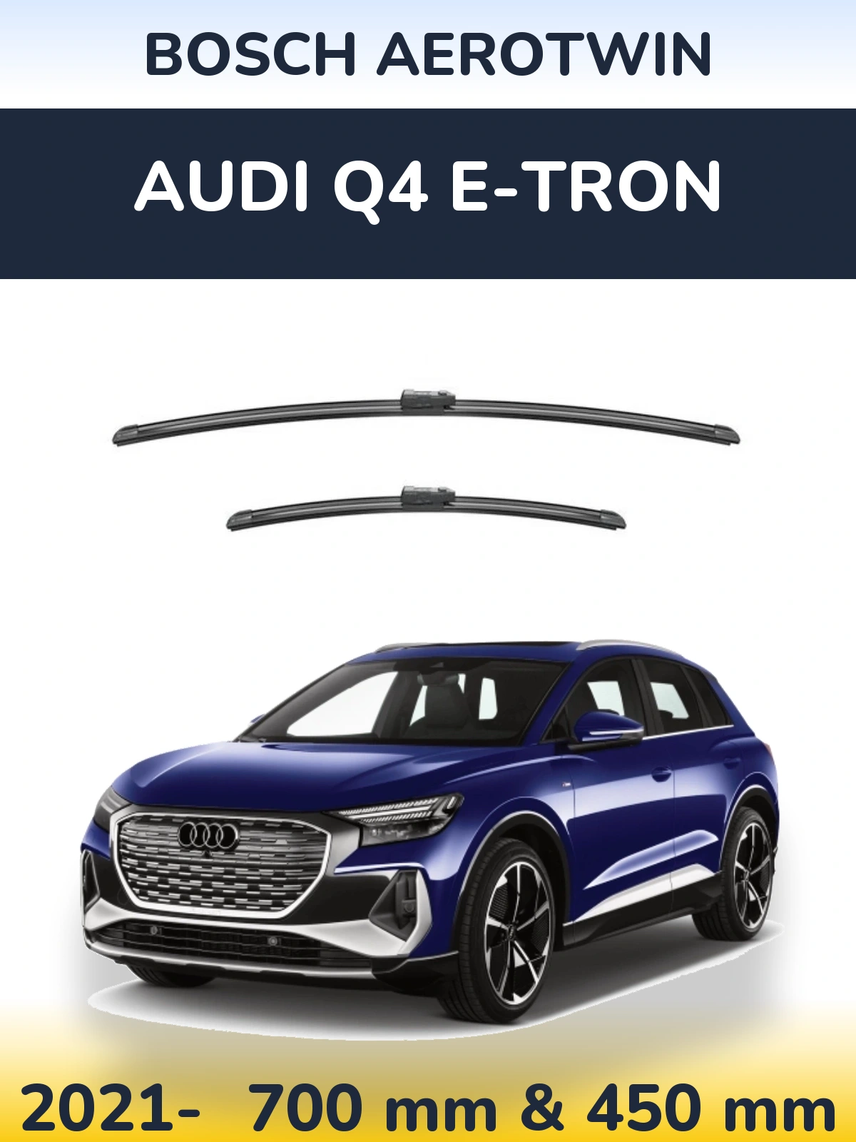 Комплект передніх щіток BOSCH AeroTwin 700 & 450 мм для Audi Q4 e-tron 2021-2026