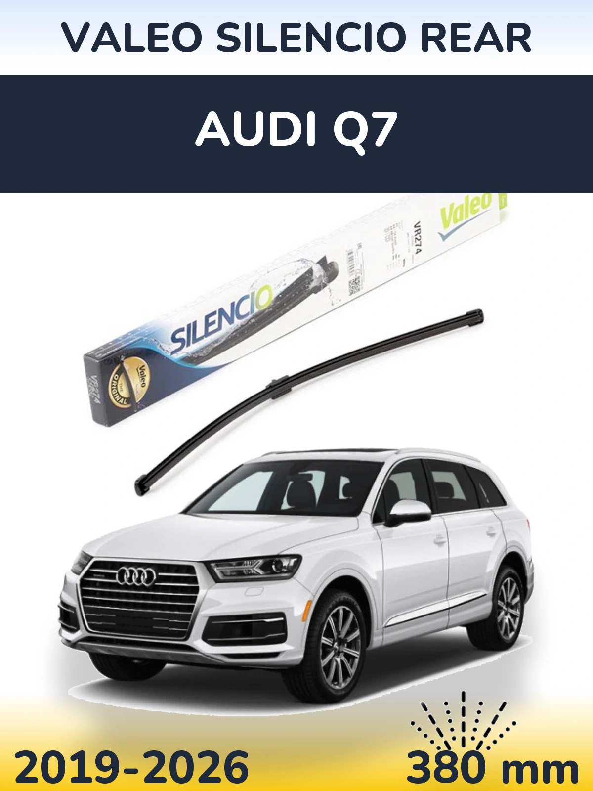 Rear wiper blade Valeo Silencio Rear 380 mm for Audi Q7 2019-2026
