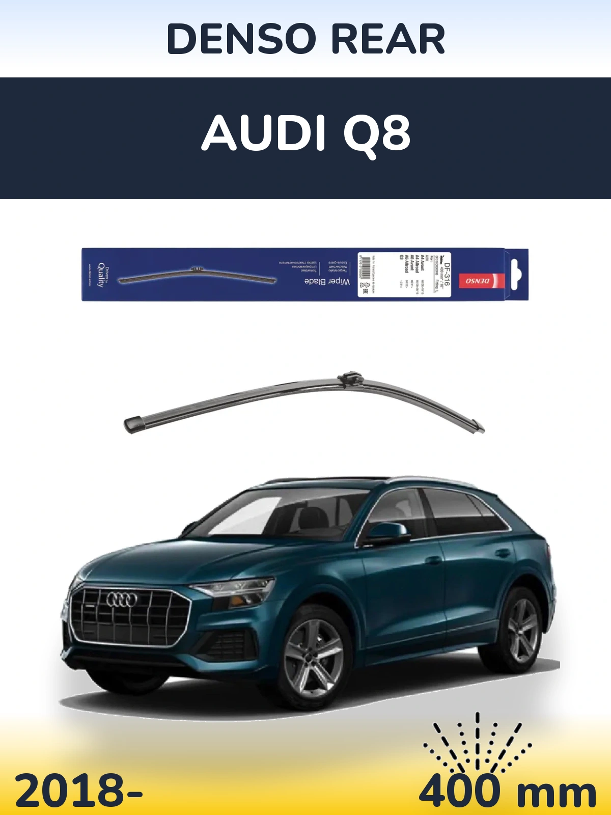 Rear wiper blade Denso Rear 400 mm for Audi Q8 2018-2026