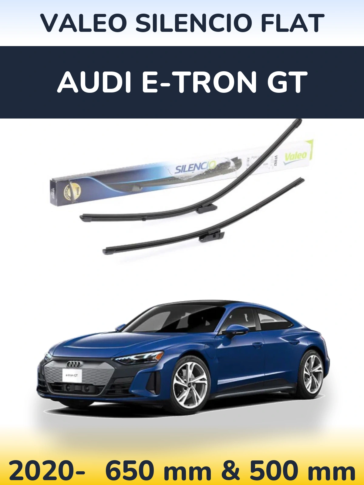 Front wiper blade set Valeo Silencio Flat 630 & 500 mm for Audi e-tron GT 2020-2026