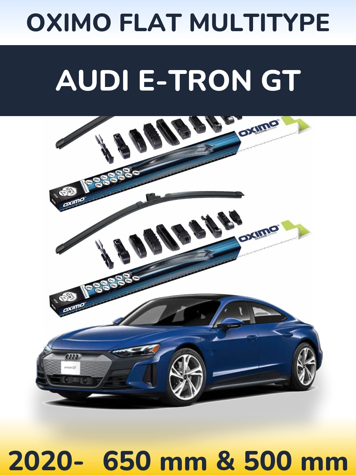 Front wiper blade set Oximo Flat MultiTipse 650 & 500 mm for Audi e-tron GT 2020-2026