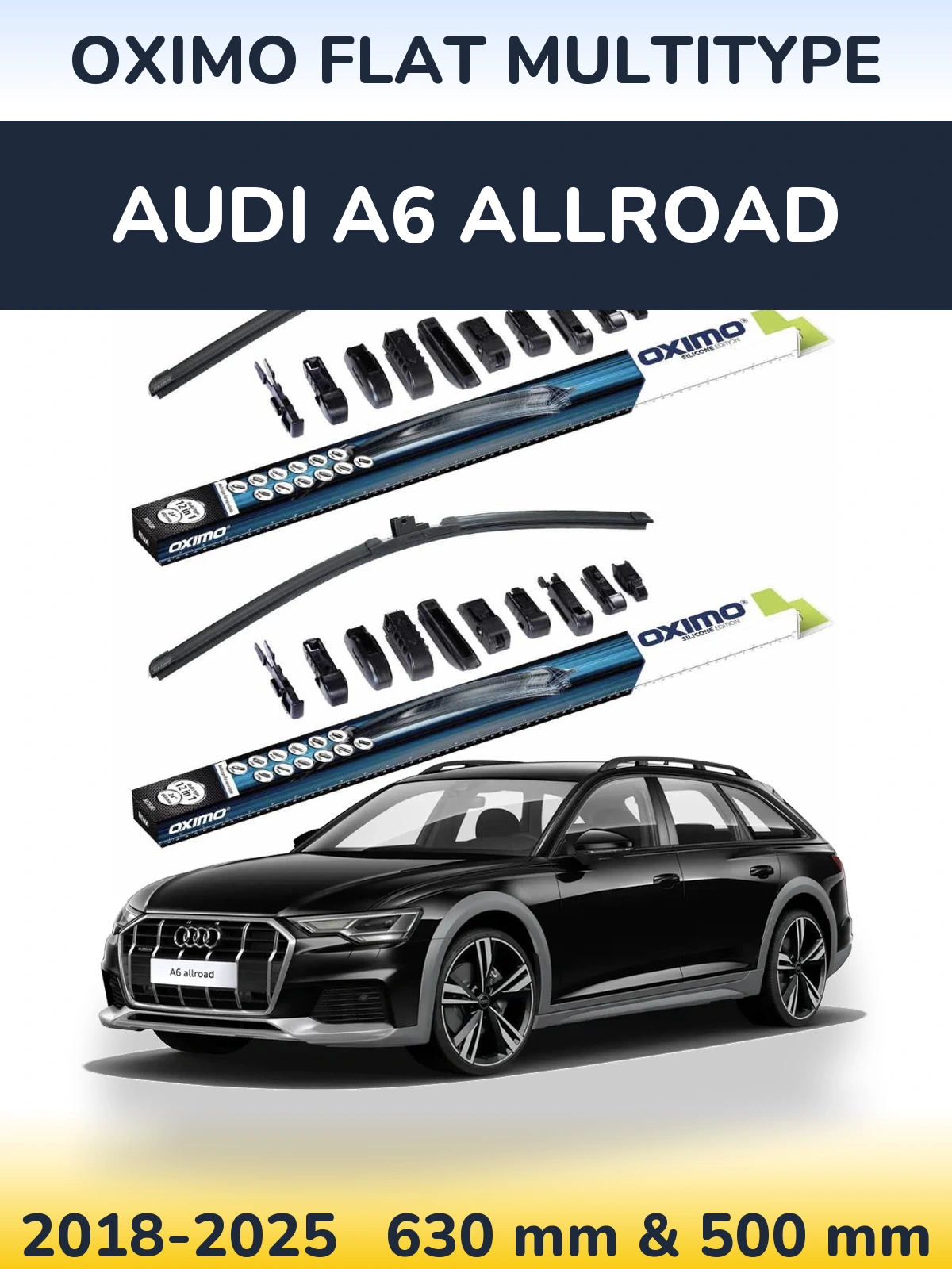 Front wiper blade set Oximo Flat MultiTipse 600 & 500 mm for Audi A6 Allroad 2018-2025