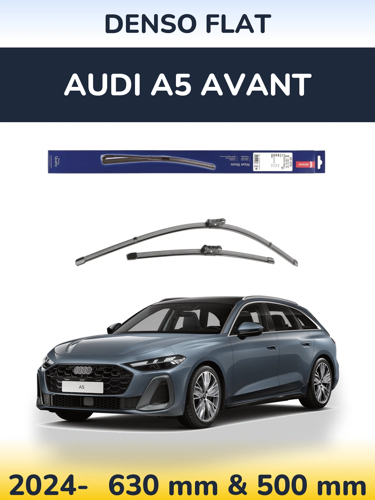 Front wiper blade set Denso Flat 630 & 500 mm for Audi A5 Avant 2024-2026