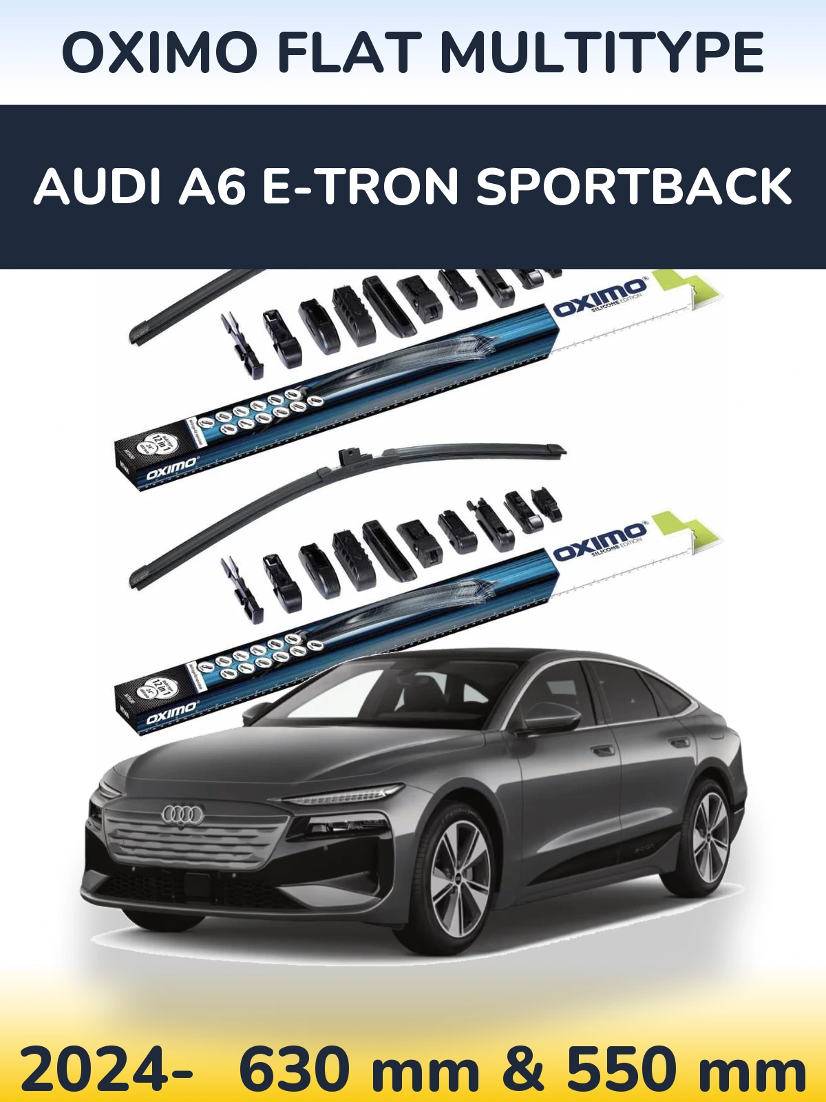 Комплект передніх щіток Oximo Flat MultiТипe 600 & 550 мм для Audi A6 e-tron Sportback 2024-2026