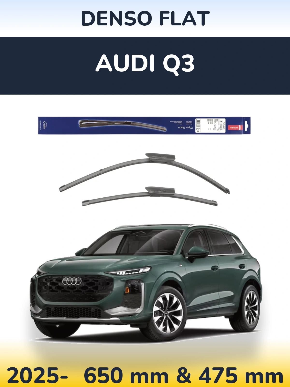 Front wiper blade set Denso Flat 650 & 475 mm for Audi Q3 2025-2026