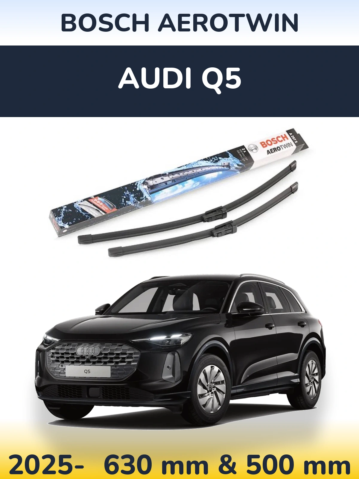 Комплект передних дворников BOSCH AeroTwin 600 & 500 мм для Audi Q5 2025-2026