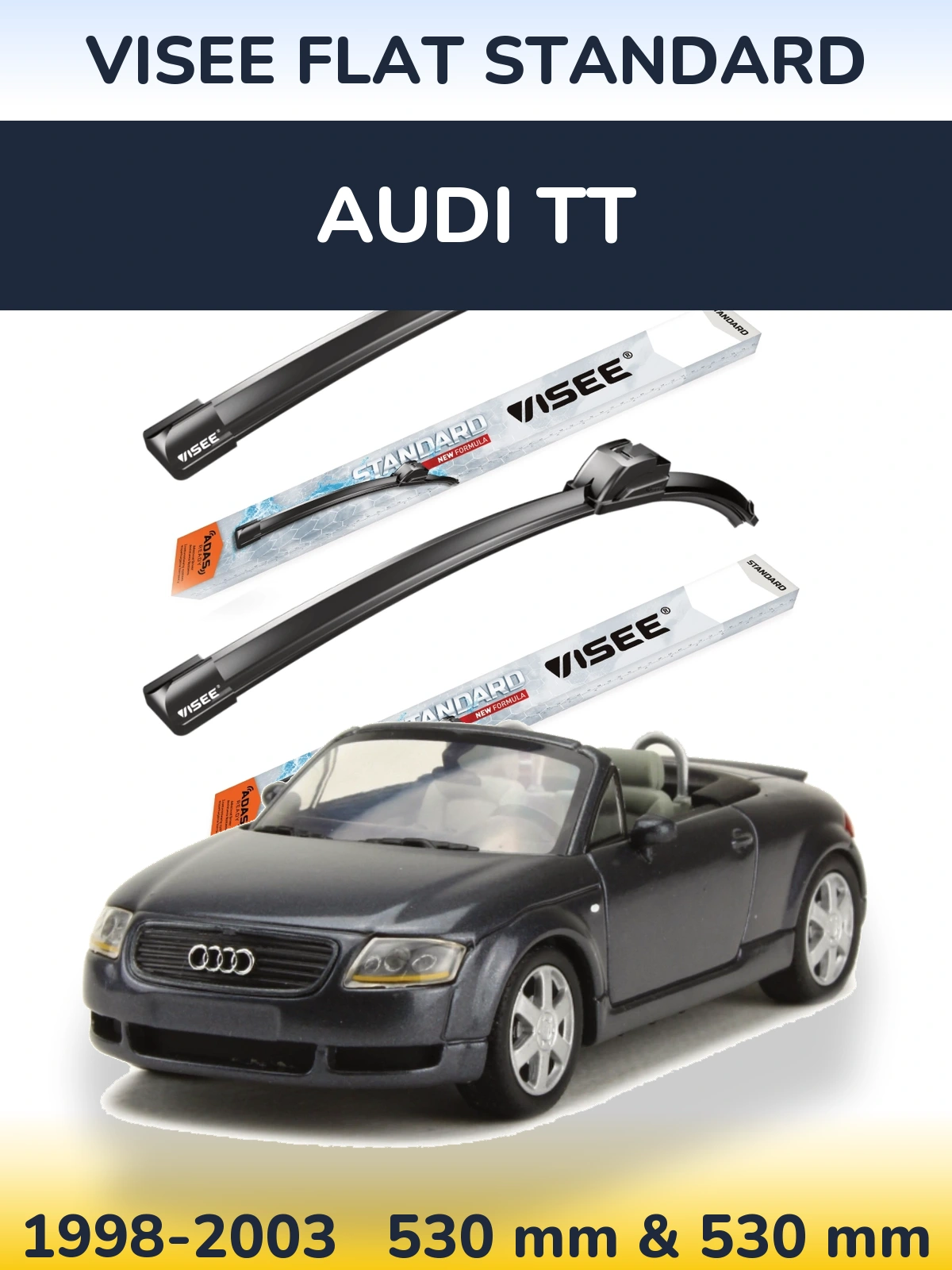 Комплект передних дворников VISEE FLAT STANDARD 530 & 530 мм для Audi TT 1998-2003