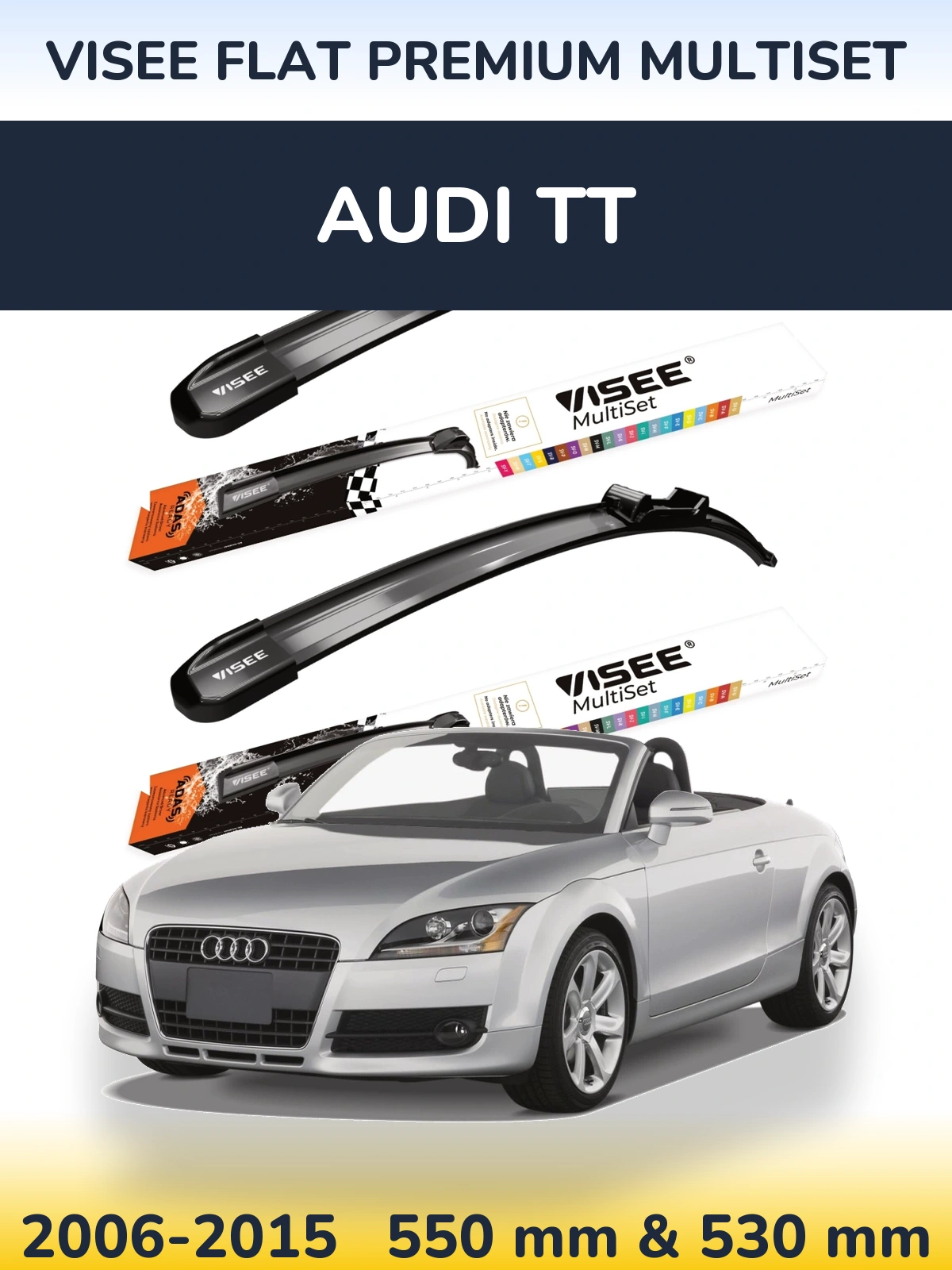 Комплект передніх щіток VISEE FLAT PREMIUM MultiSet 550 & 530 мм для Audi TT 2006-2015
