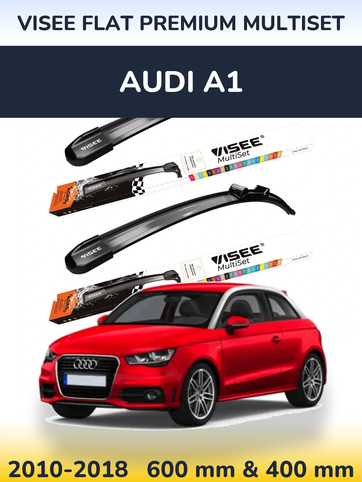 Front wiper blade set VISEE FLAT PREMIUM MultiSet 600 & 400 mm for Audi A1 2010-2018
