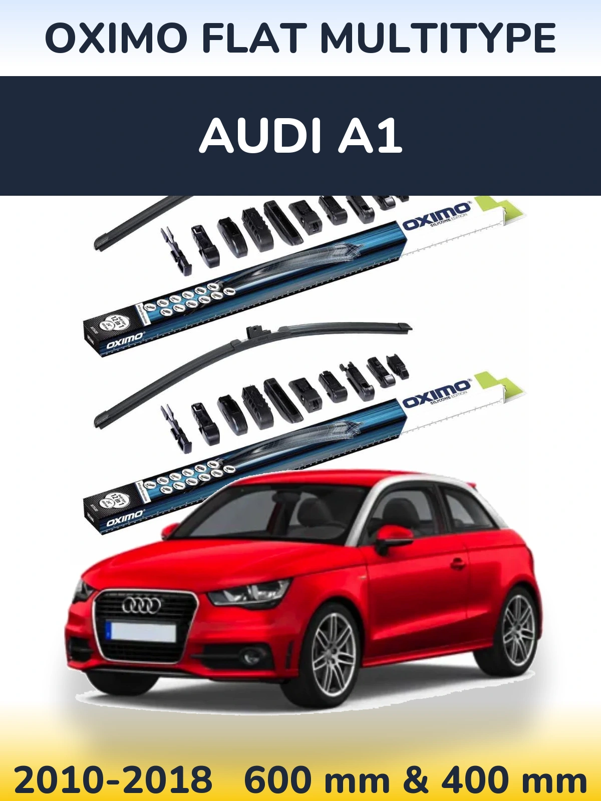 Front wiper blade set Oximo Flat MultiTipse 600 & 400 mm for Audi A1 2010-2018
