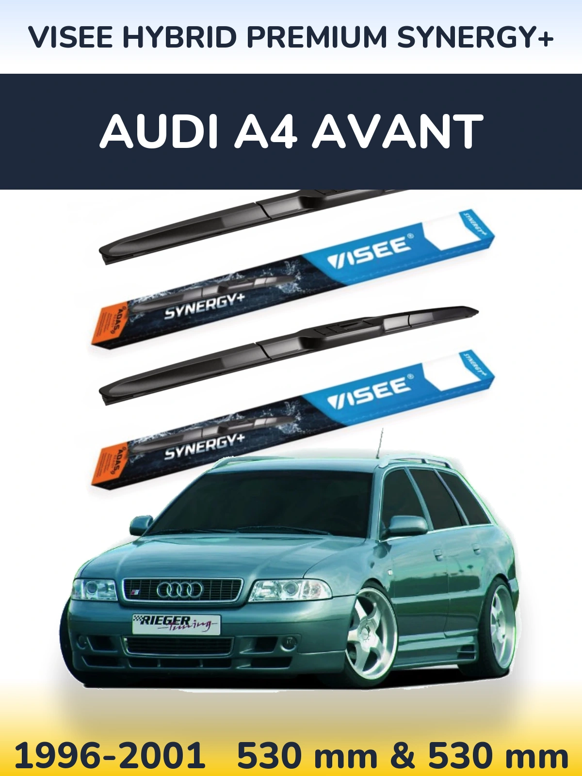 Комплект передніх щіток VISEE HYBRID PREMIUM SYNERGY+ 530 & 530 мм для Audi A4 Avant 1996-2001