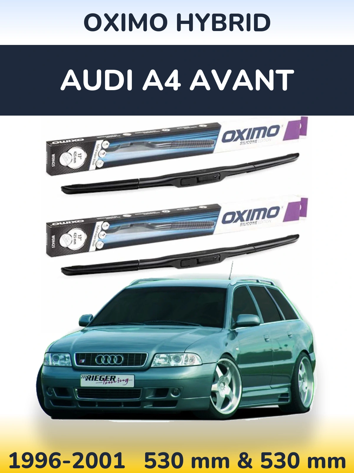 Комплект передніх щіток Oximo Hybrid 530 & 530 мм для Audi A4 Avant 1996-2001