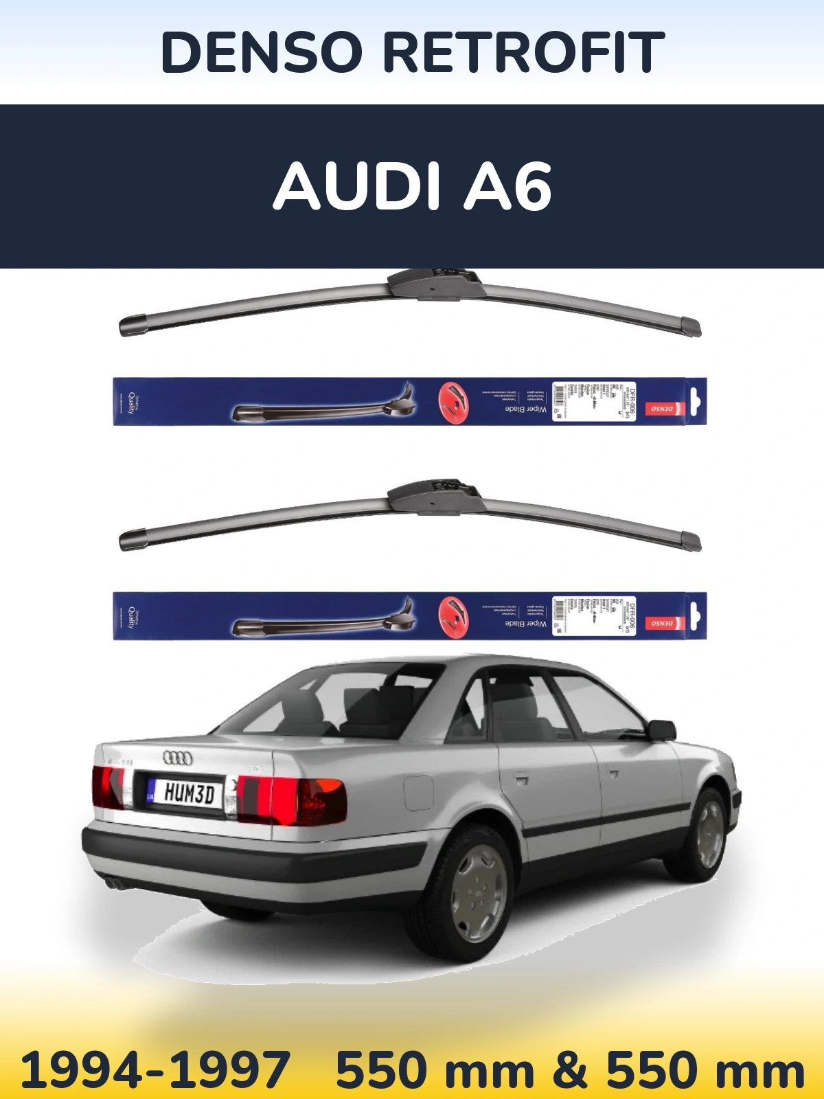 Комплект передніх щіток Denso Retrofit 550 & 550 мм для Audi A6 1994-1997