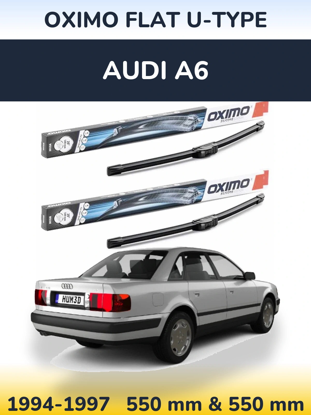 Front wiper blade set Oximo Flat U-type 550 & 550 mm for Audi A6 1994-1997