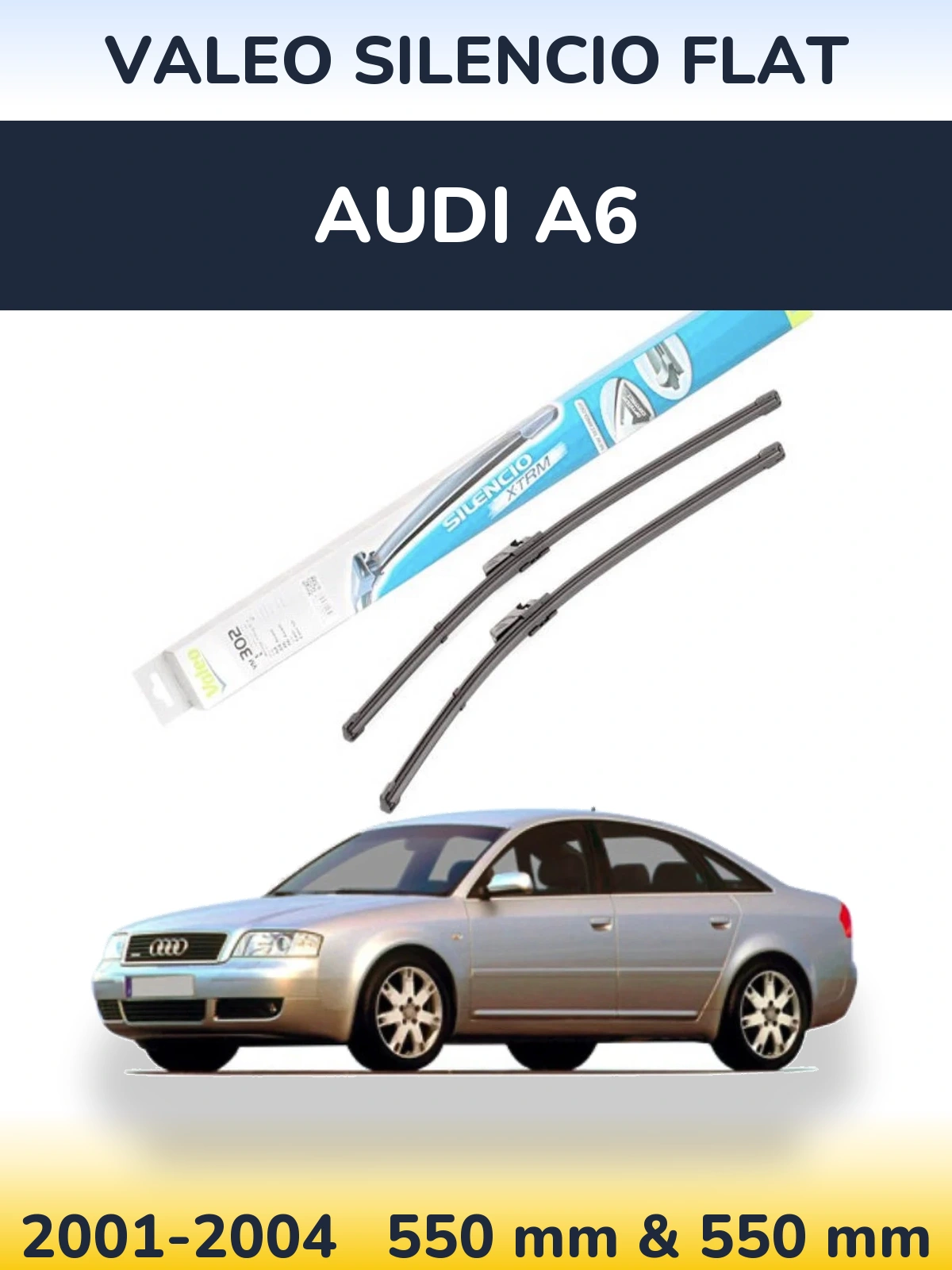 Front wiper blade set Valeo Silencio Flat 550 & 550 mm for Audi A6 2001-2004