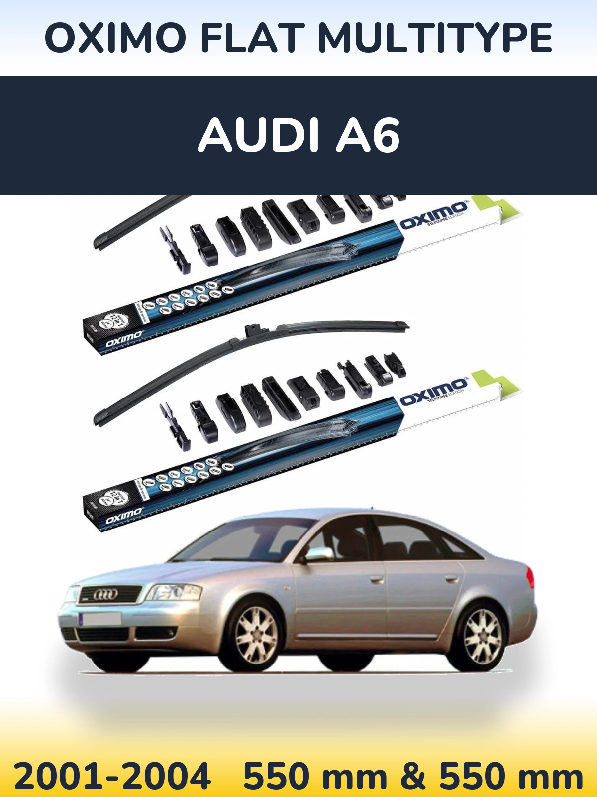 Front wiper blade set Oximo Flat MultiTipse 550 & 550 mm for Audi A6 2001-2004
