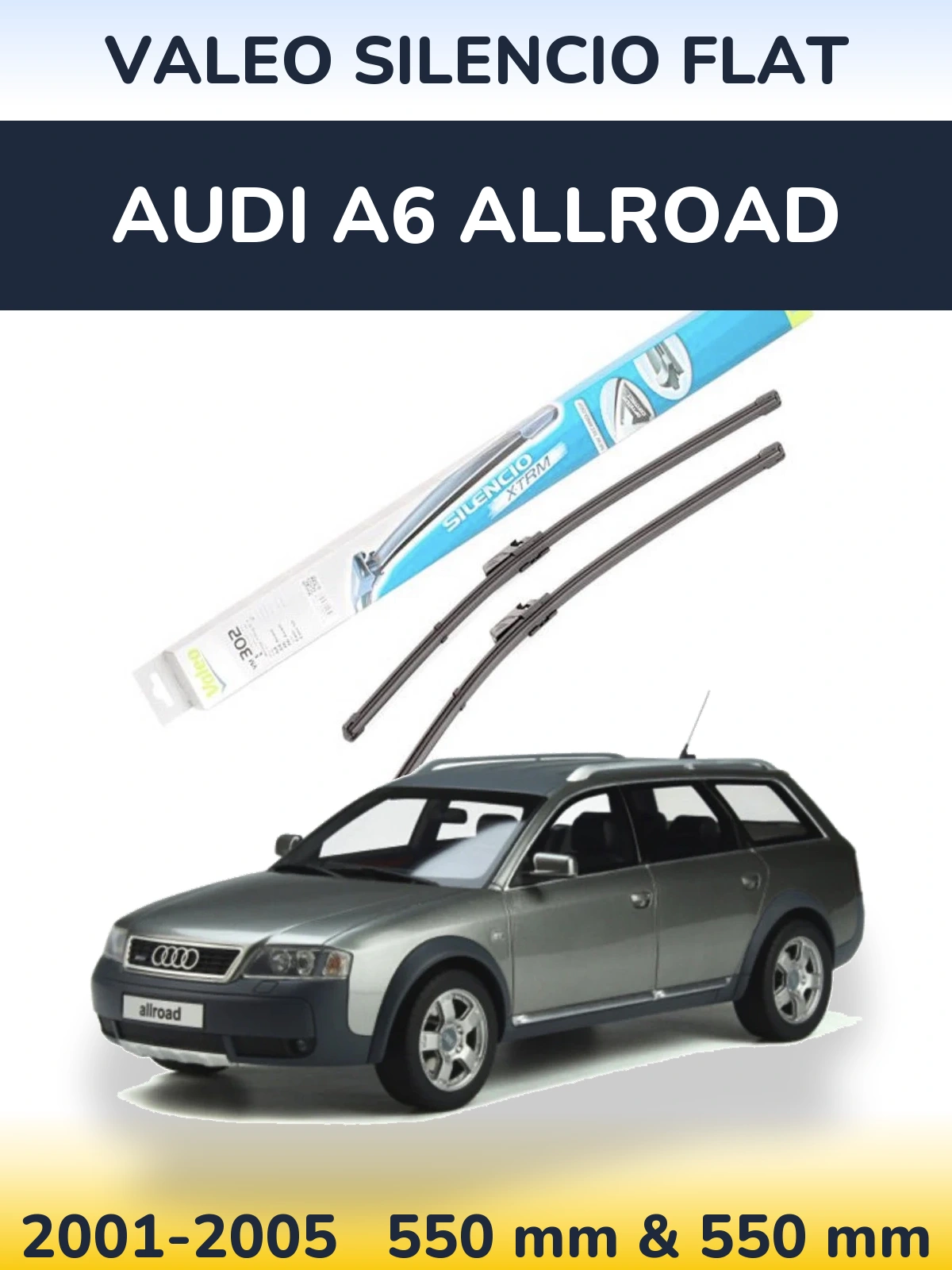 Комплект передних дворников Valeo Silencio Flat 550 & 550 мм для Audi A6 Allroad 2001-2005