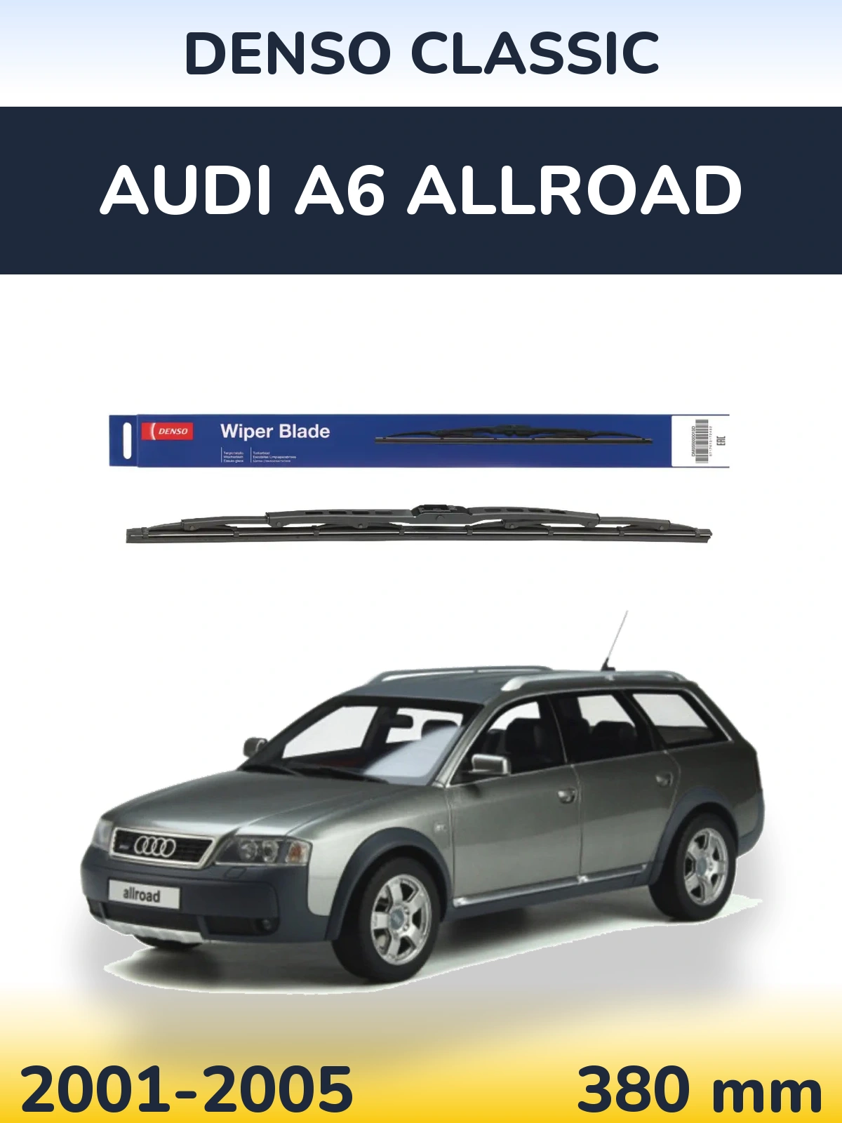 Rear wiper blade Denso Classic 380 mm for Audi A6 Allroad 2001-2005