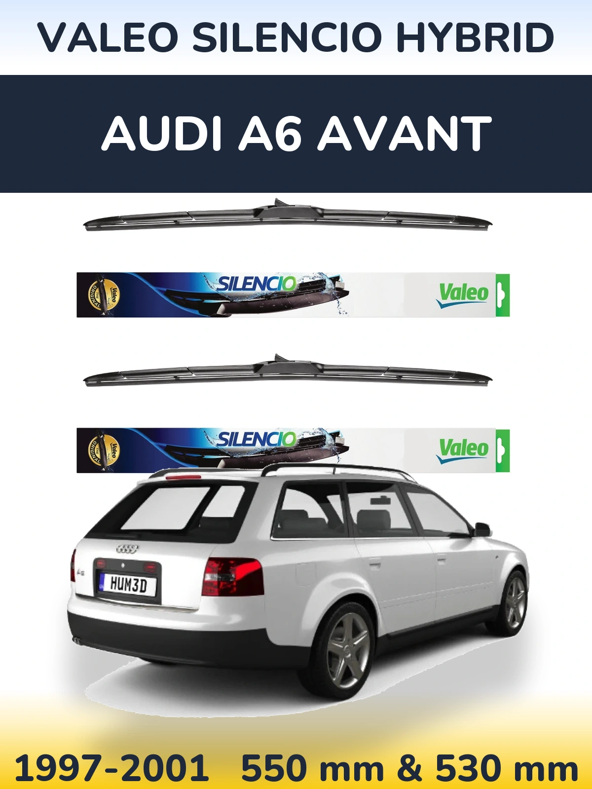Комплект передних дворников Valeo Silencio Hybrid 550 & 530 мм для Audi A6 Avant 1997-2001