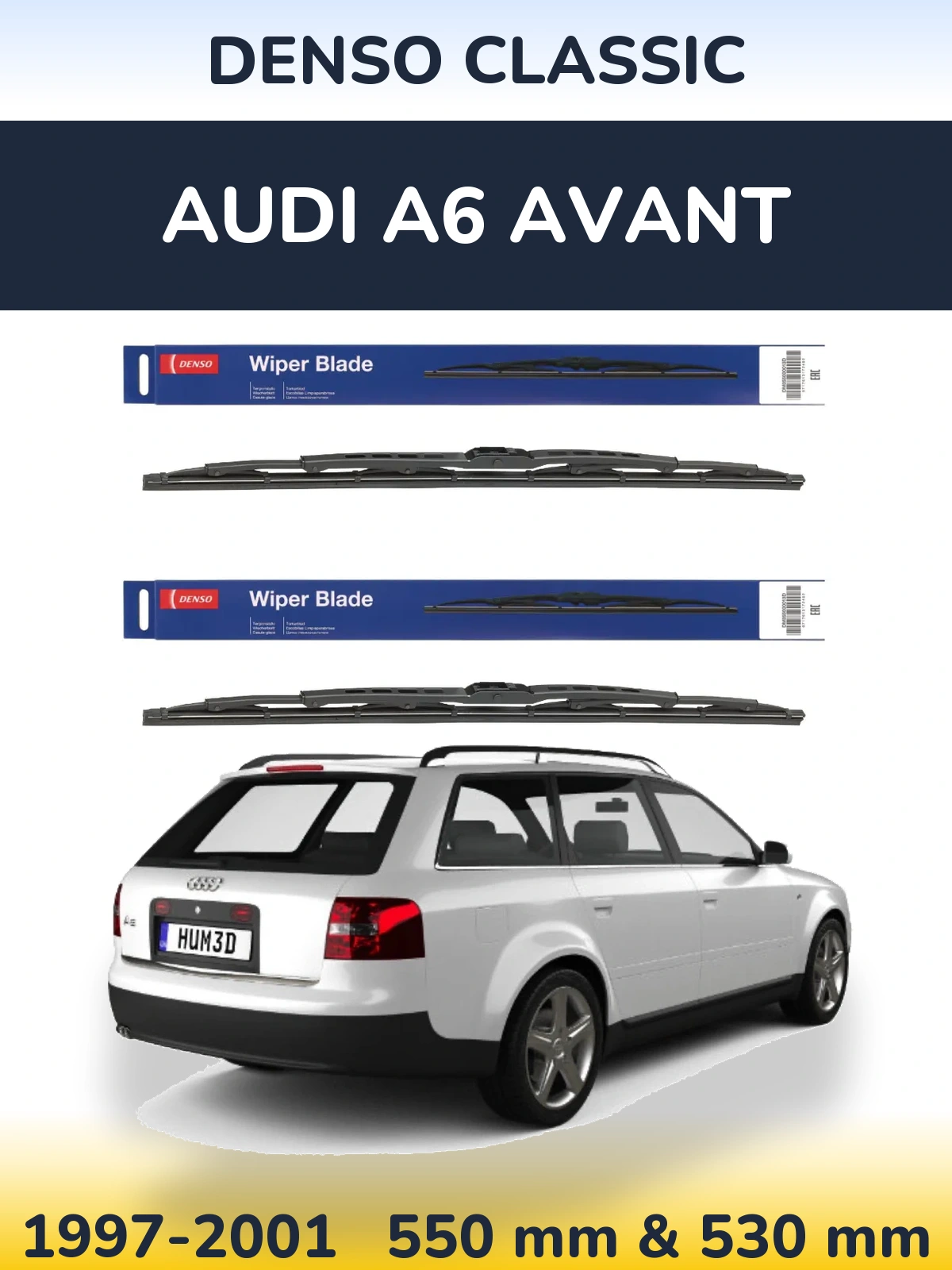 Комплект передніх щіток Denso Classic 550 & 530 мм для Audi A6 Avant 1997-2001