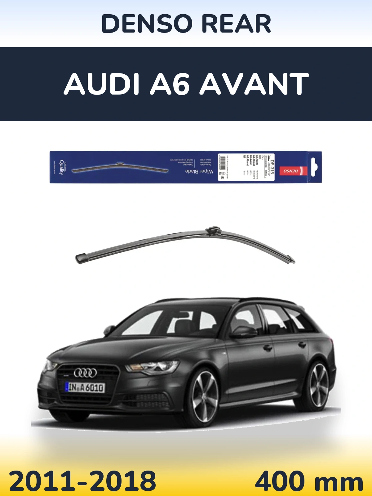 Rear wiper blade Denso Rear 400 mm for Audi A6 Avant 2011-2018