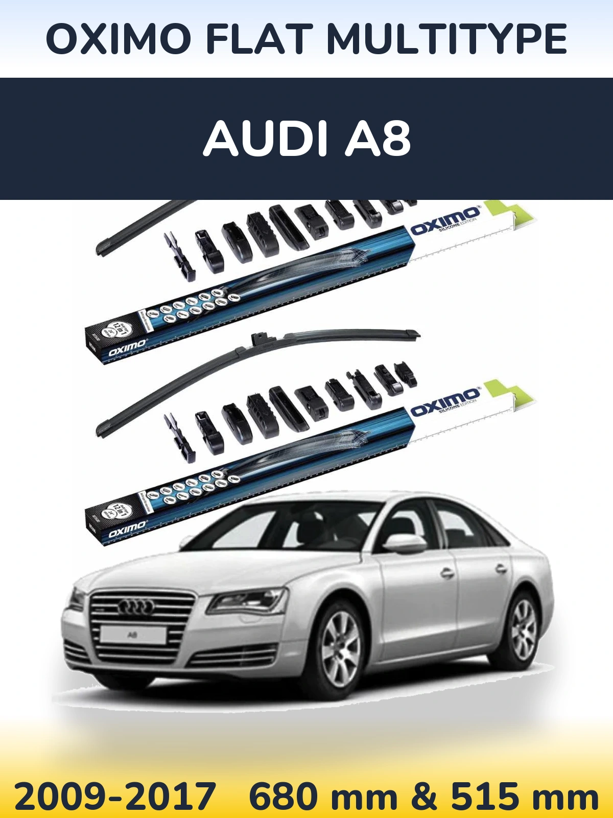 Front wiper blade set Oximo Flat MultiTipse 700 & 500 mm for Audi A8 2009-2017