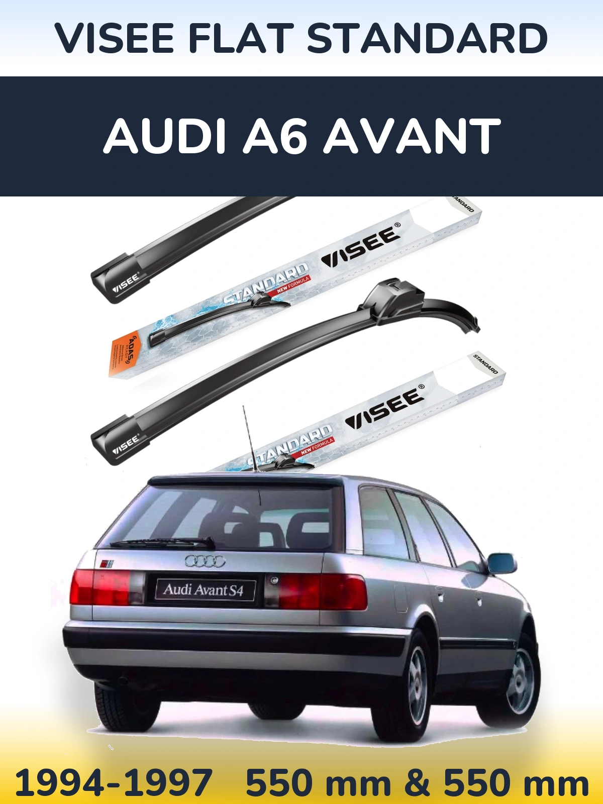 Комплект передних дворников VISEE FLAT STANDARD 550 & 550 мм для Audi A6 Avant 1994-1997