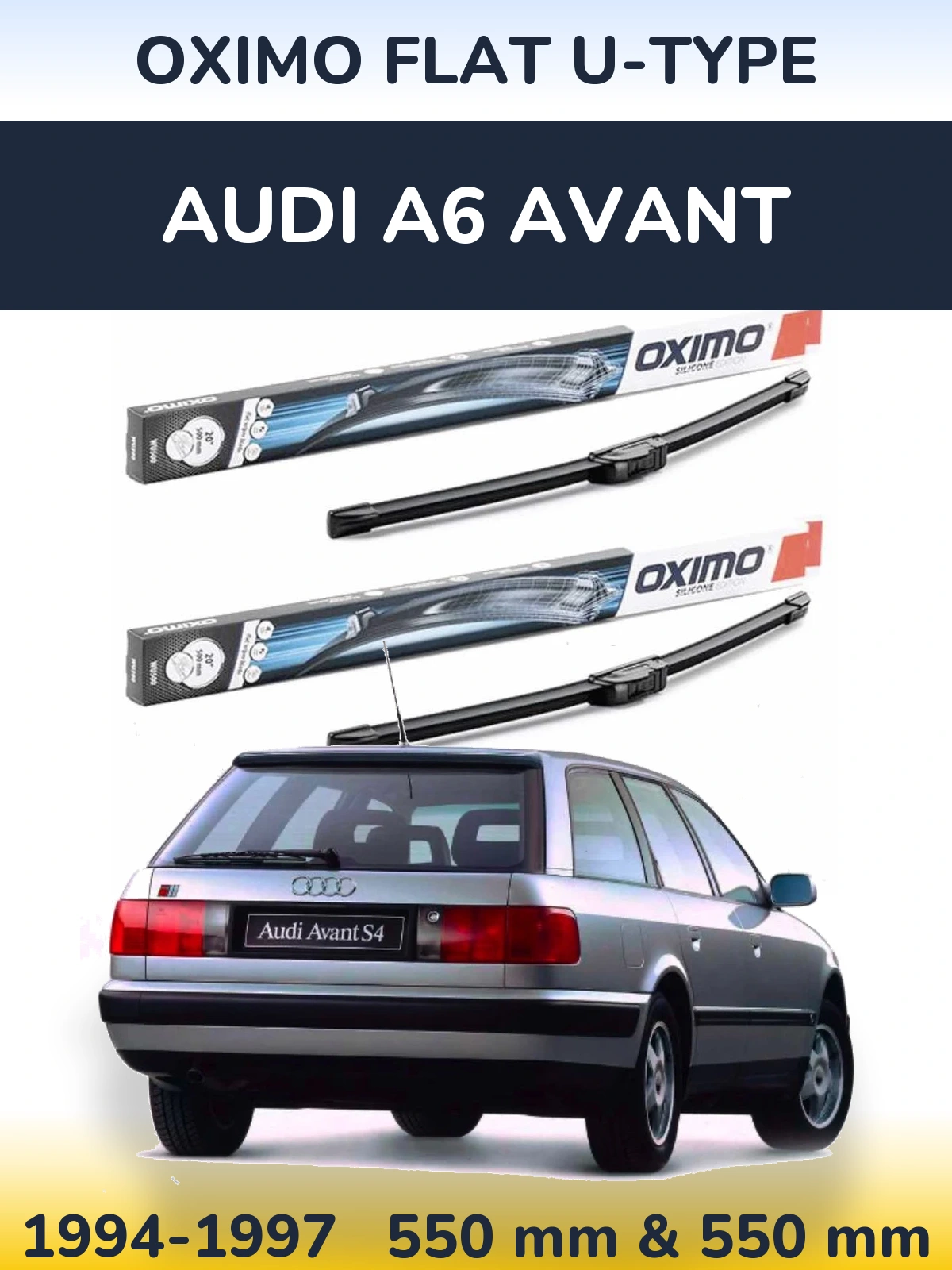 Front wiper blade set Oximo Flat U-type 550 & 550 mm for Audi A6 Avant 1994-1997
