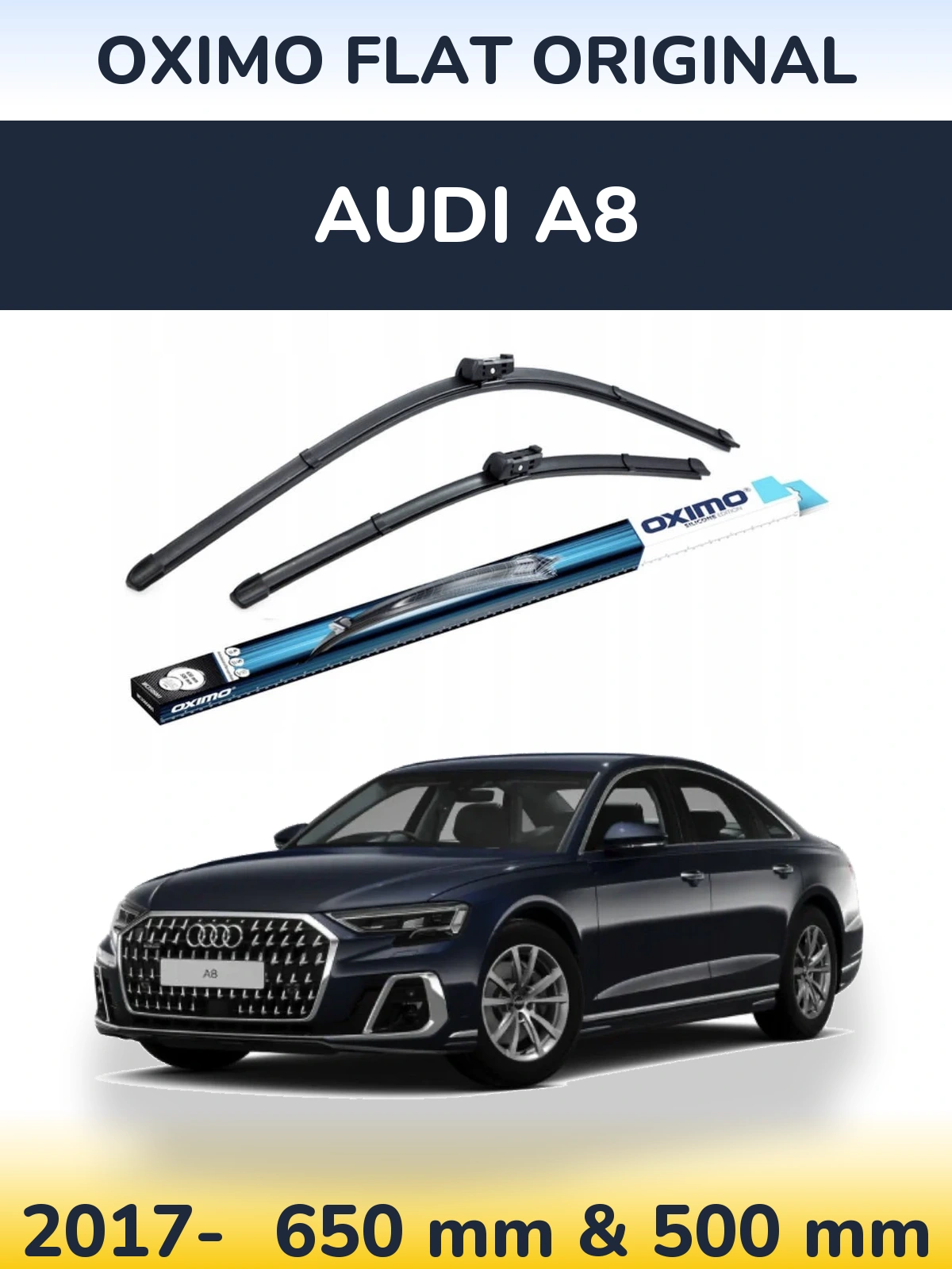 Комплект передніх щіток Oximo Flat Original 650 & 500 мм для Audi A8 2017-2026