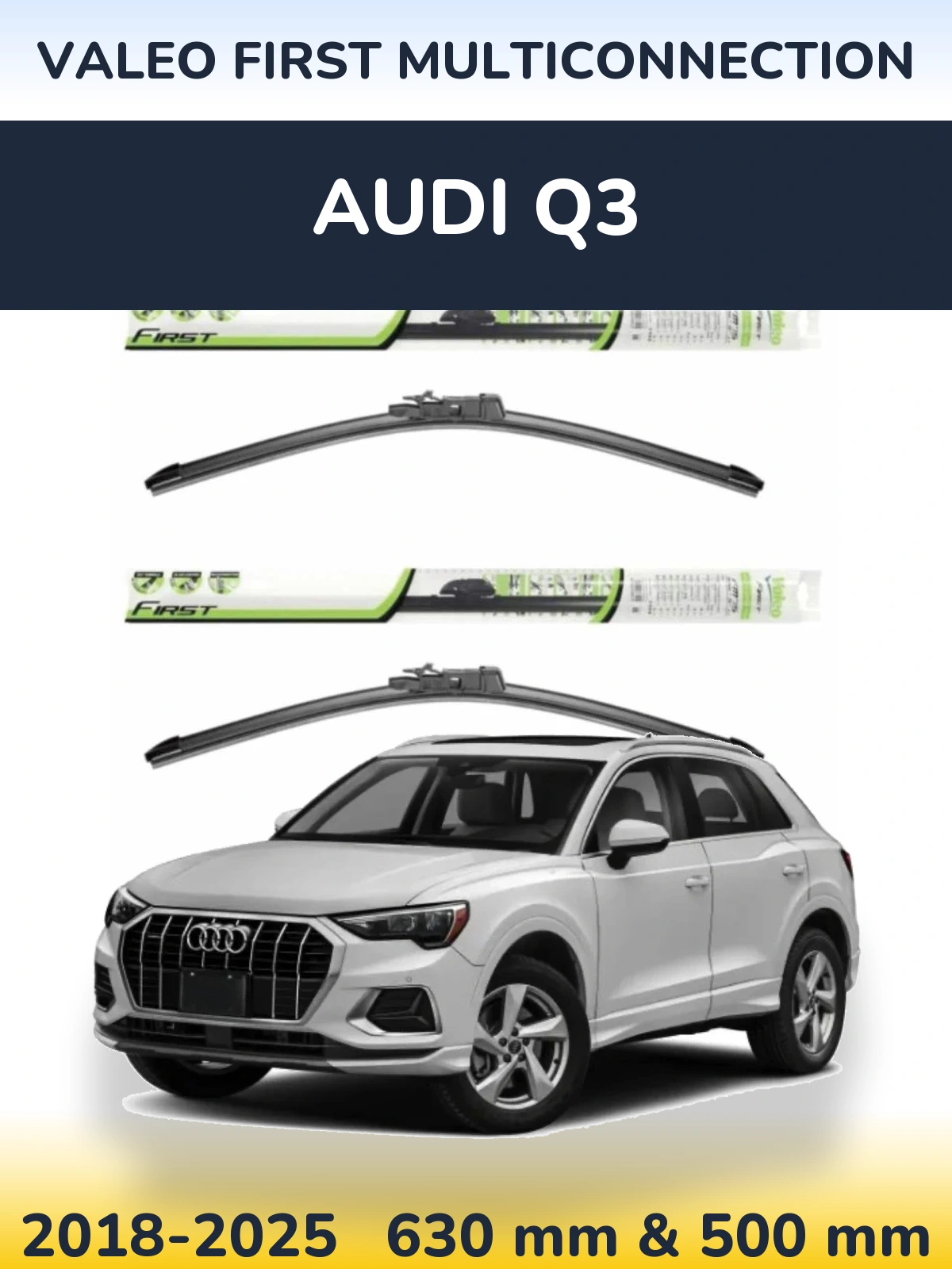 Front wiper blade set Valeo First MultiConnection 600 & 500 mm for Audi Q3 2018-2025