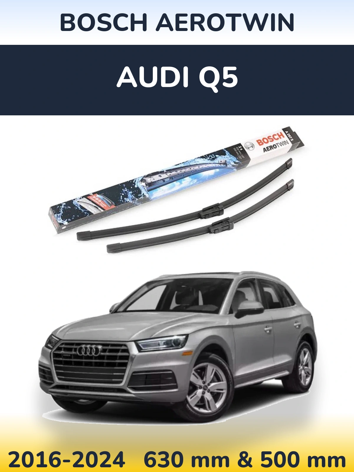 Комплект передніх щіток BOSCH AeroTwin 600 & 500 мм для Audi Q5 2016-2024