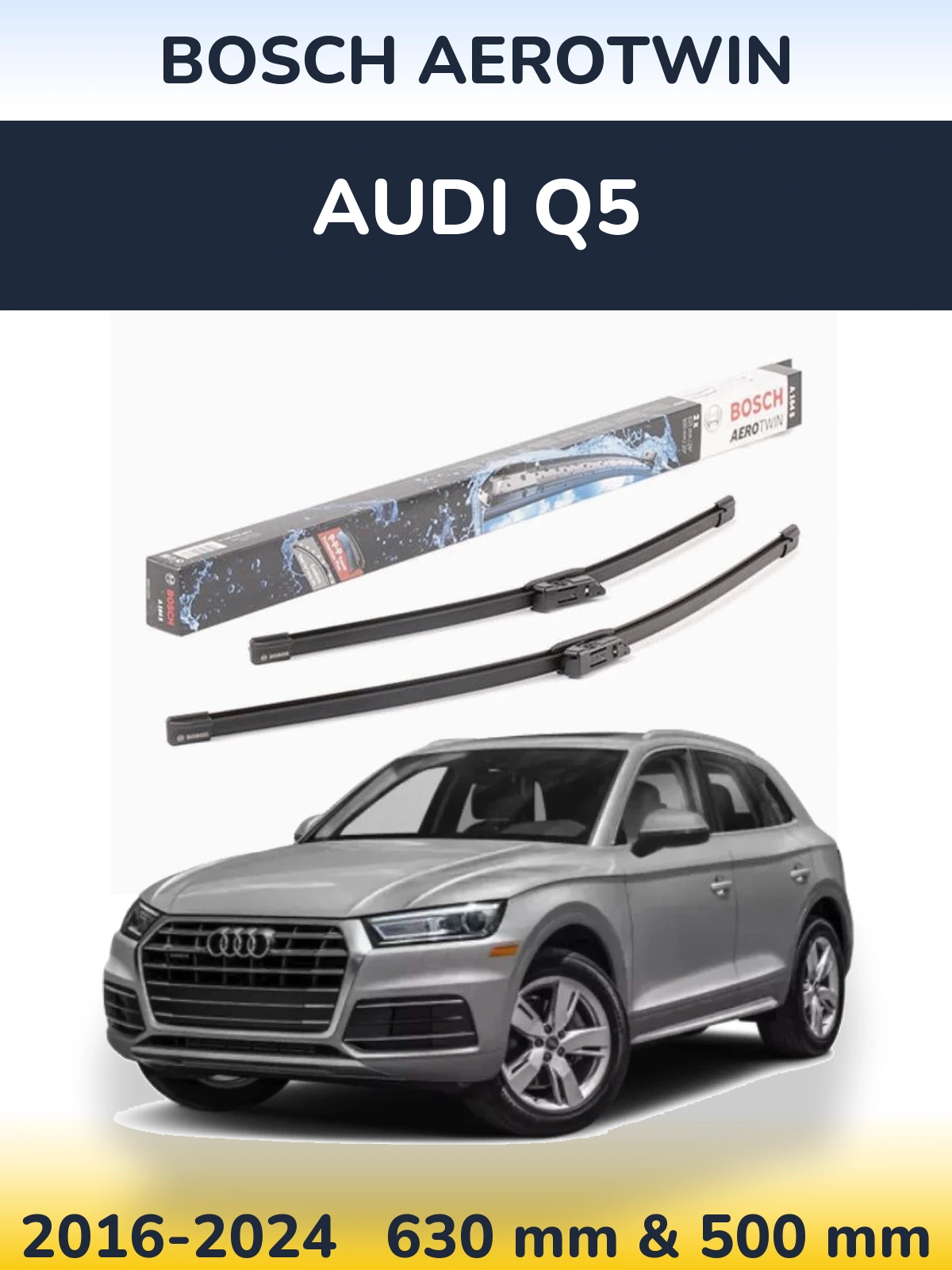 Комплект передніх щіток BOSCH AeroTwin 630 & 500 мм для Audi Q5 2016-2024