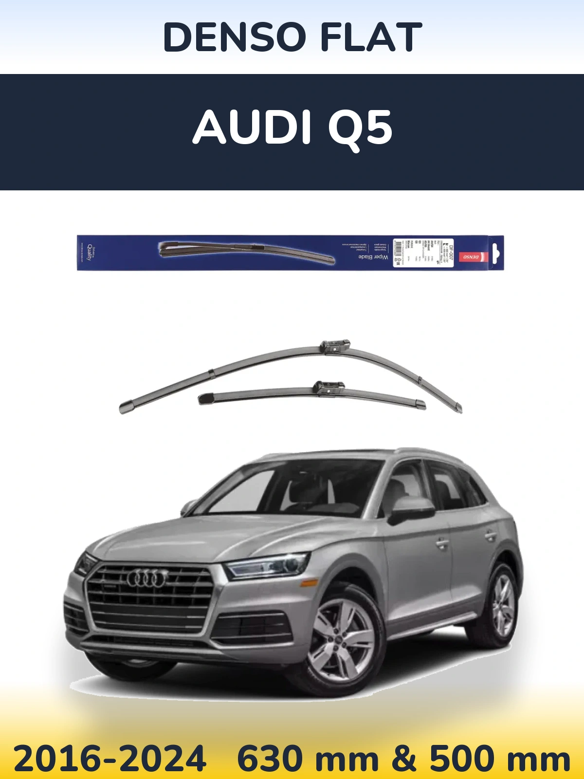 Front wiper blade set Denso Flat 600 & 500 mm for Audi Q5 2016-2024