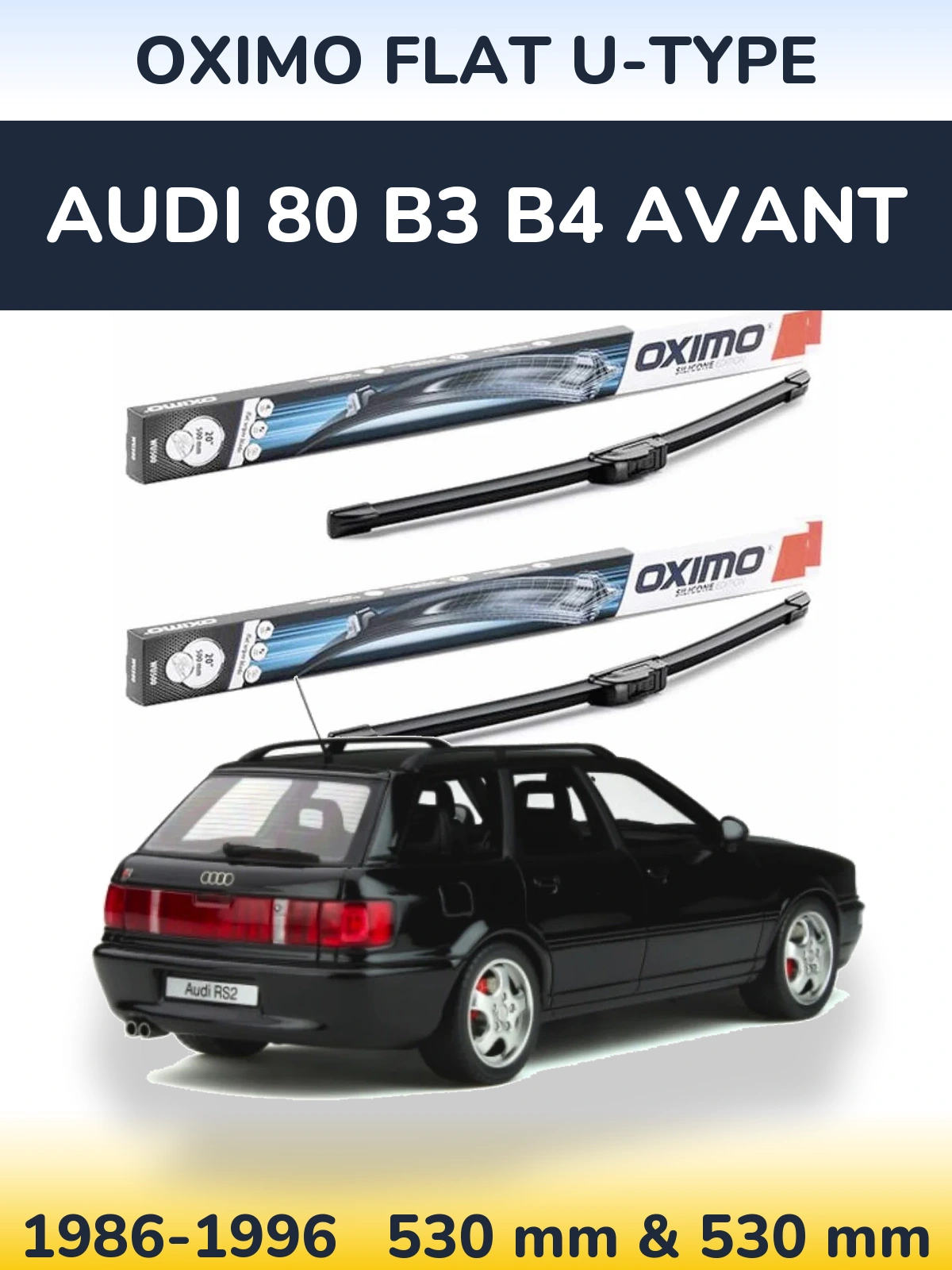 Комплект передних дворников Oximo Flat U-type 530 & 530 мм для Audi 80 B3 B4 Avant 1986-1996