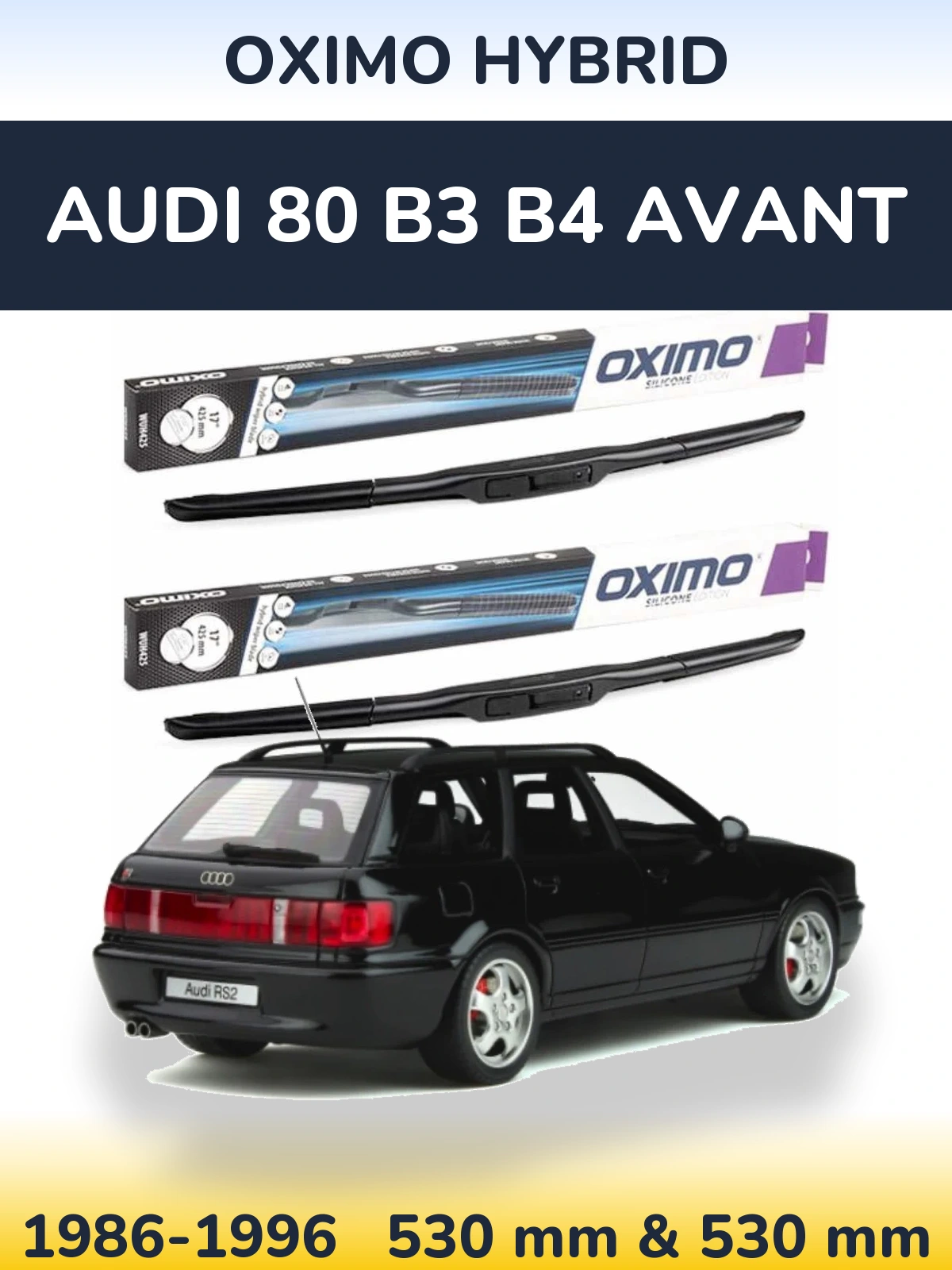 Комплект передних дворников Oximo Hybrid 530 & 530 мм для Audi 80 B3 B4 Avant 1986-1996