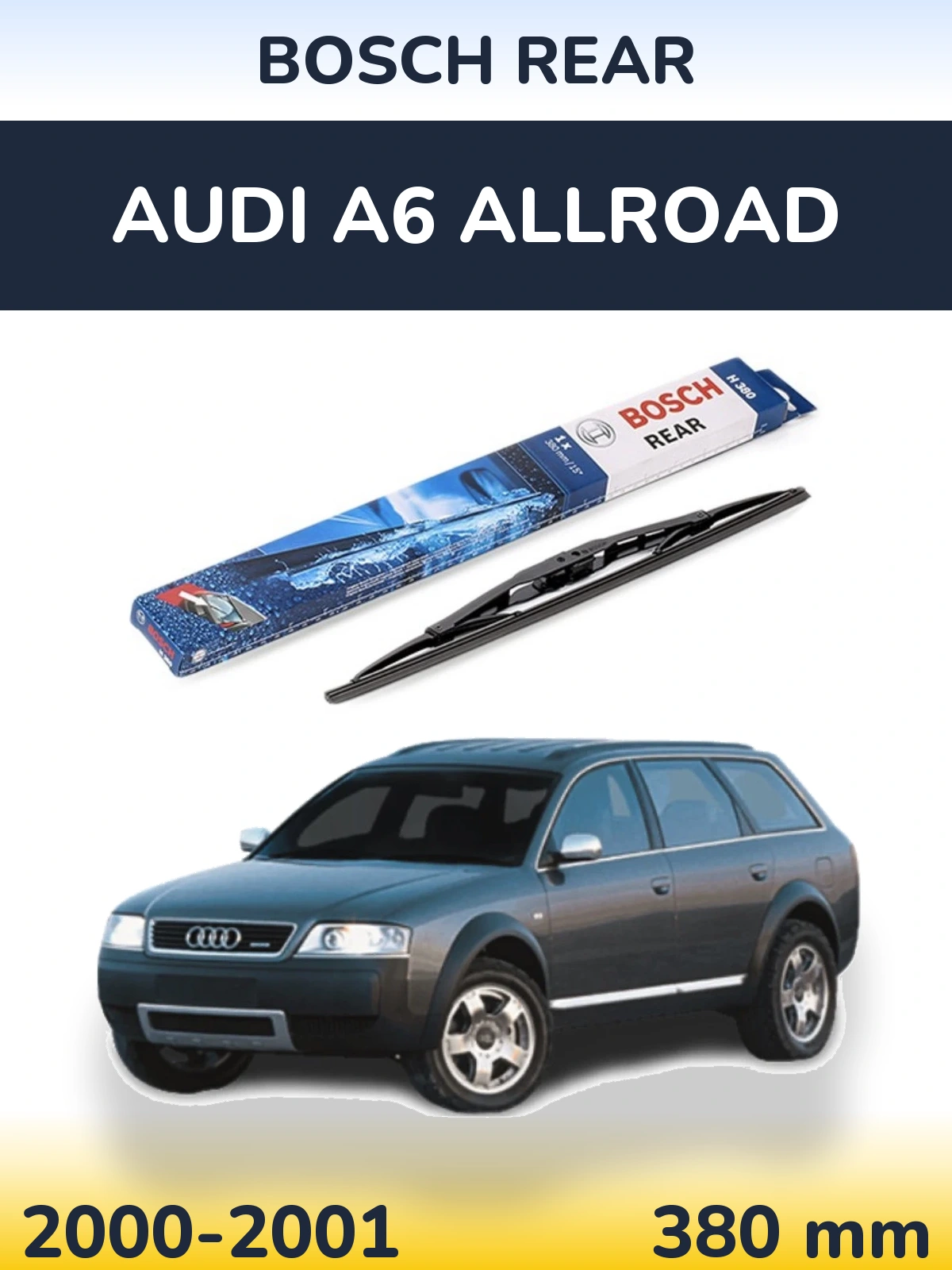Rear wiper blade BOSCH Rear 380 mm for Audi A6 Allroad 2000-2001