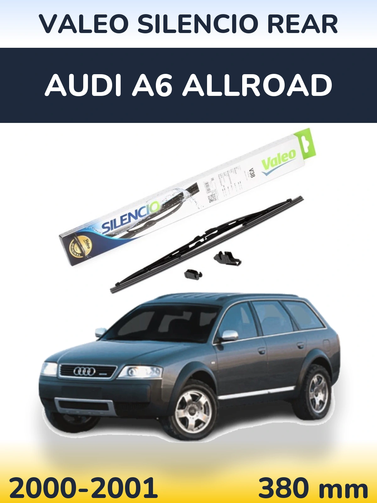 Rear wiper blade Valeo Silencio Rear 380 mm for Audi A6 Allroad 2000-2001