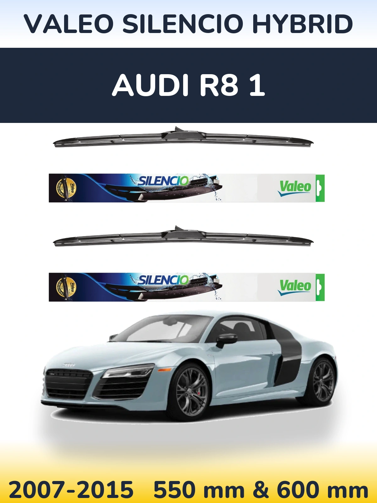 Комплект передних дворников Valeo Silencio Hybrid 550 & 600 мм для Audi R8 1 2007-2015