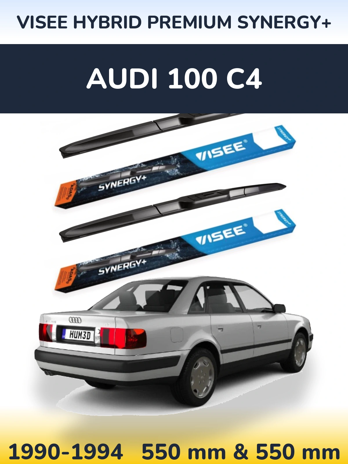Front wiper blade set VISEE HYBRID PREMIUM SYNERGY+ 550 & 550 mm for Audi 100 C4 1990-1994